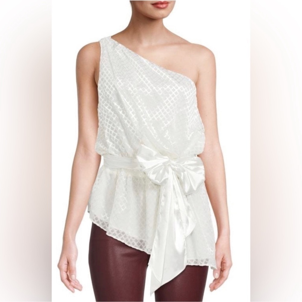 Ramy Brook | Tamar ivory one shoulder blouse Tie Waist Sz XXS